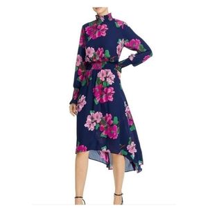 Nanette Lepore Navy and Purple Smocked Short dress